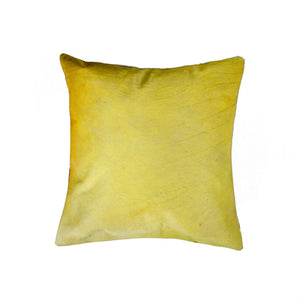 18" X 18" X 5" Yellow Cowhide  Pillow