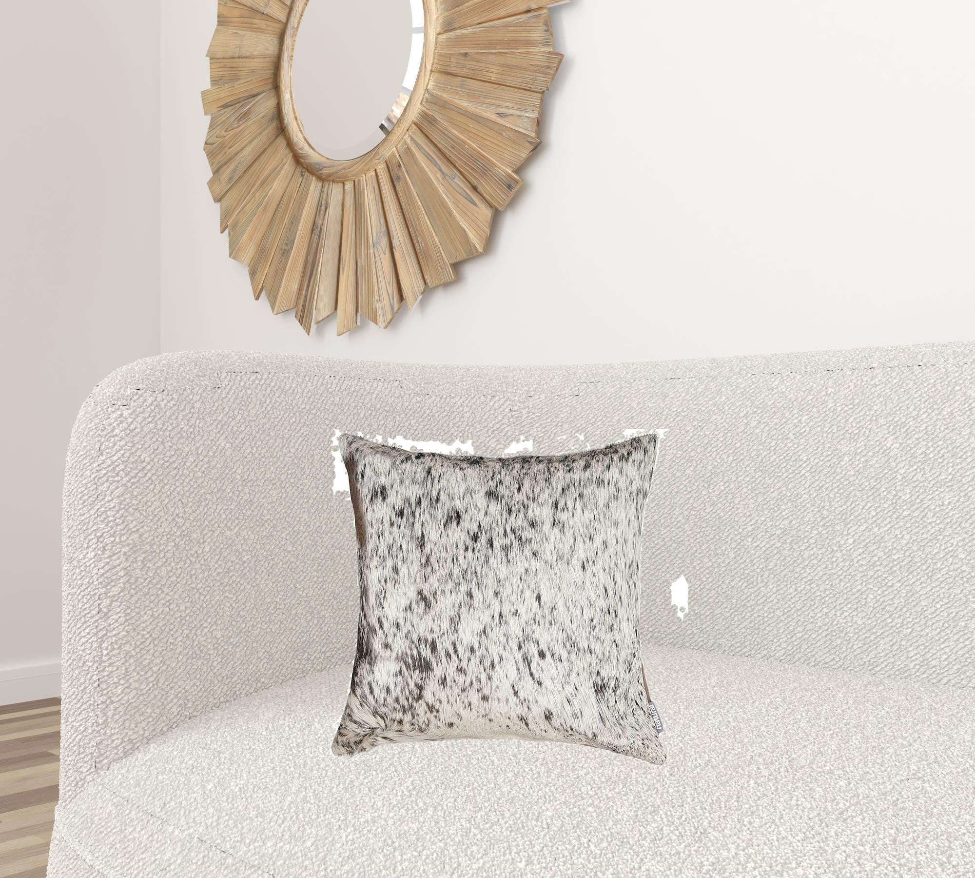 18 X 18 Gray And White Cowhide Throw Pillow