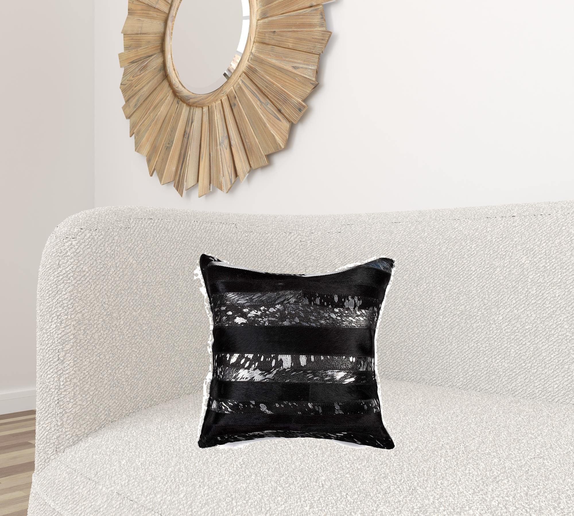 Black And Silver  Pillow - 18" x 18" x 5"