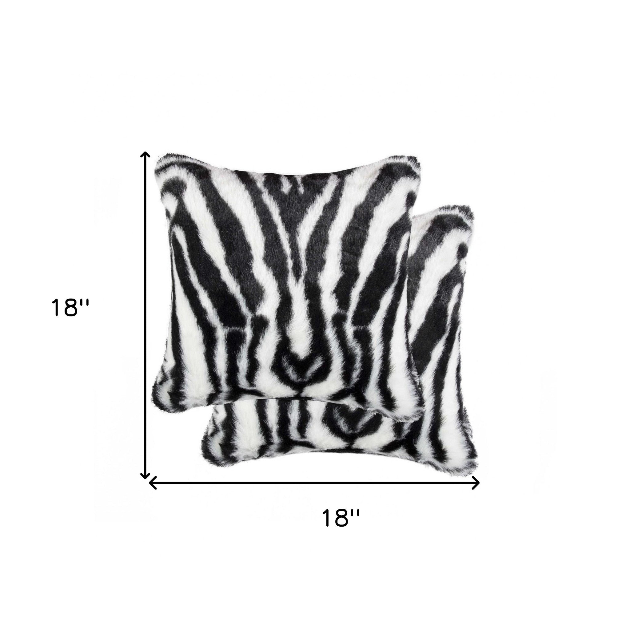 Denton Zebra Black And White Faux Pillow 2 Pack - 18" x 18" x 5"