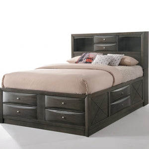 91" X 79" X 56" Eastern King Gray Oak Storage Bed