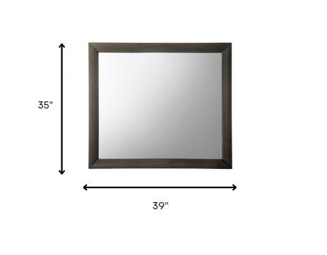 Gray Oak Wooden Rectangular Mirror