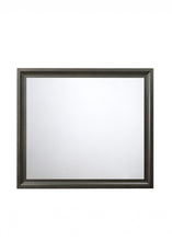 Antique Gray Wooden Rectangular Beveled Mirror