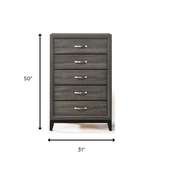 31" Gray Manufactured Wood Five Drawer Standard Chest