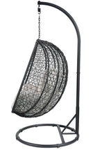 Beige And Black Hanging Pod Wicker Patio Swing Chair