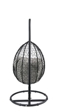 Beige And Black Hanging Pod Wicker Patio Swing Chair