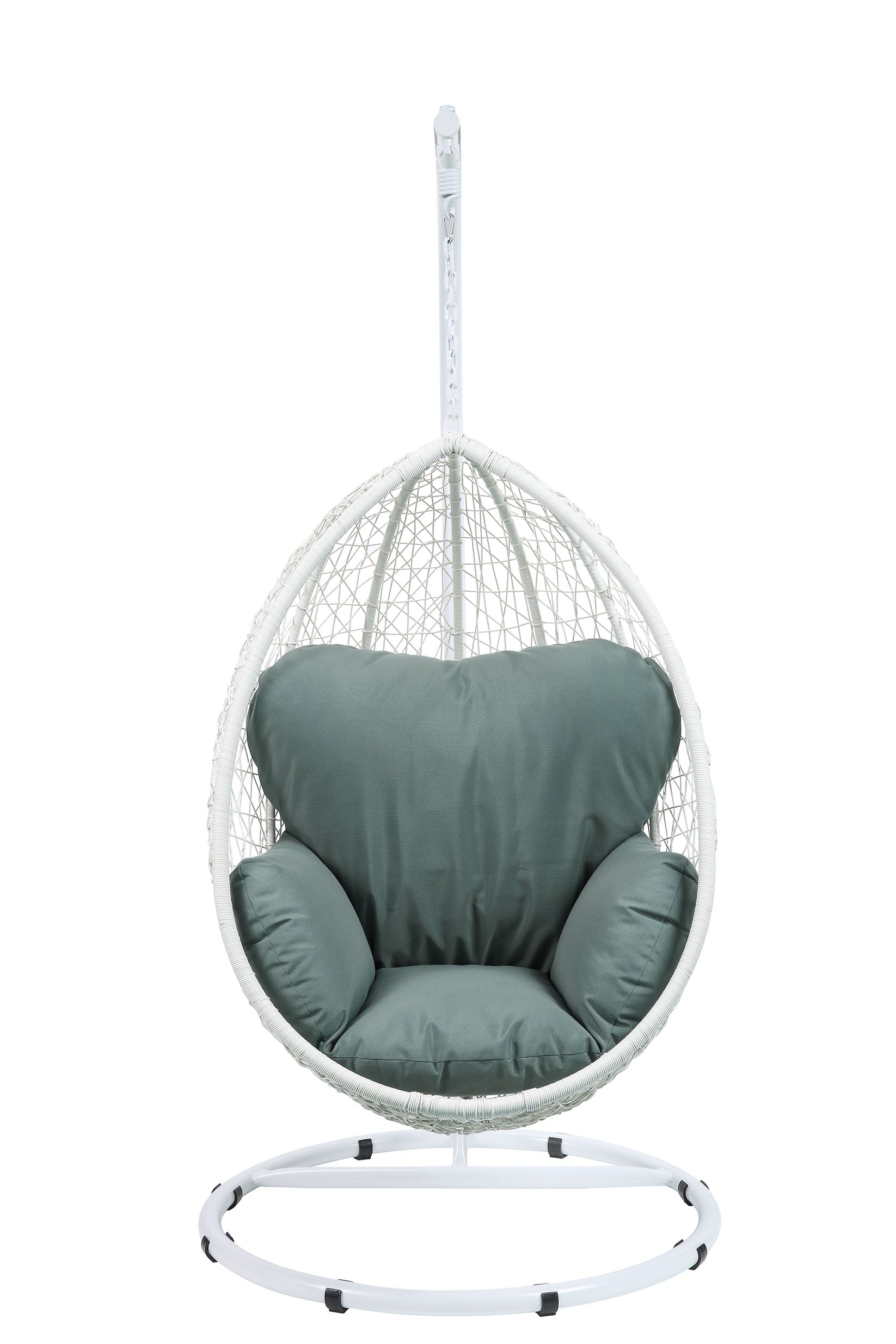 Beige And Black Hanging Pod Wicker Patio Swing Chair