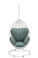 Beige And Black Hanging Pod Wicker Patio Swing Chair