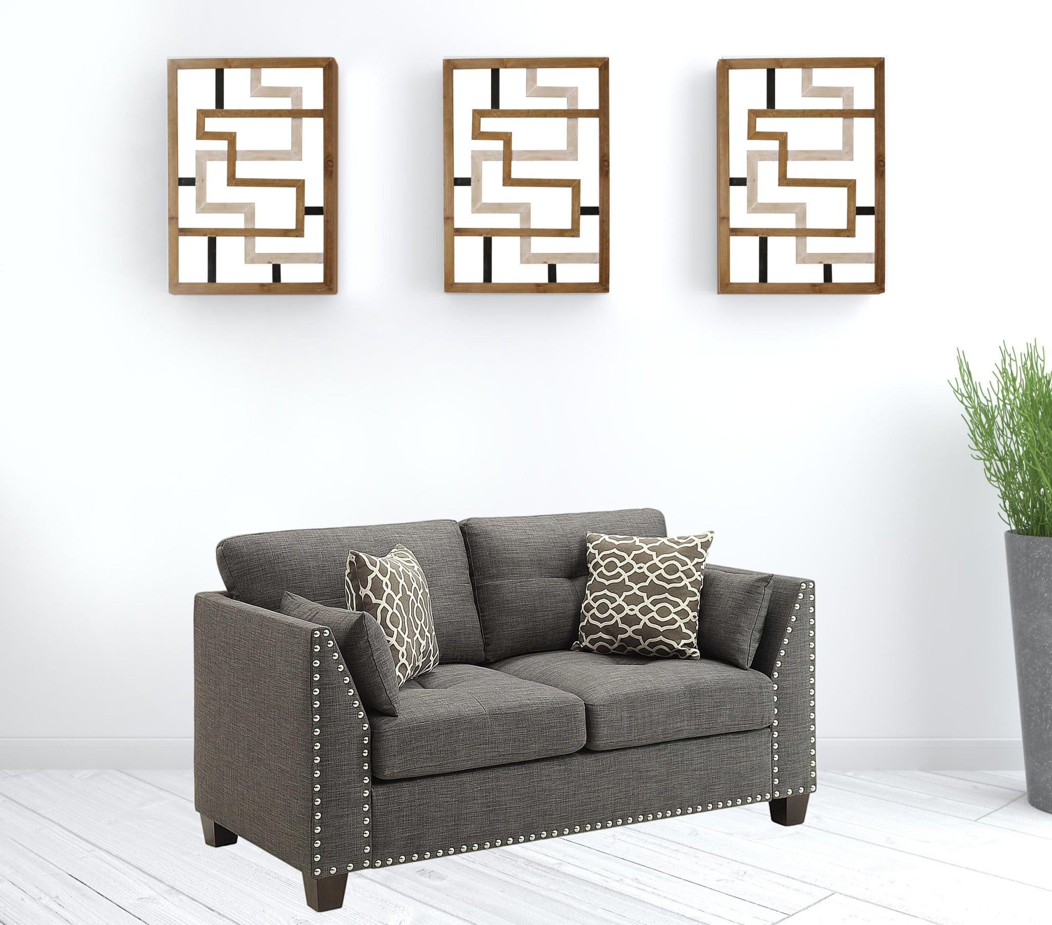 Light Charcoal Linen Loveseat - 58" X 31" X 35"