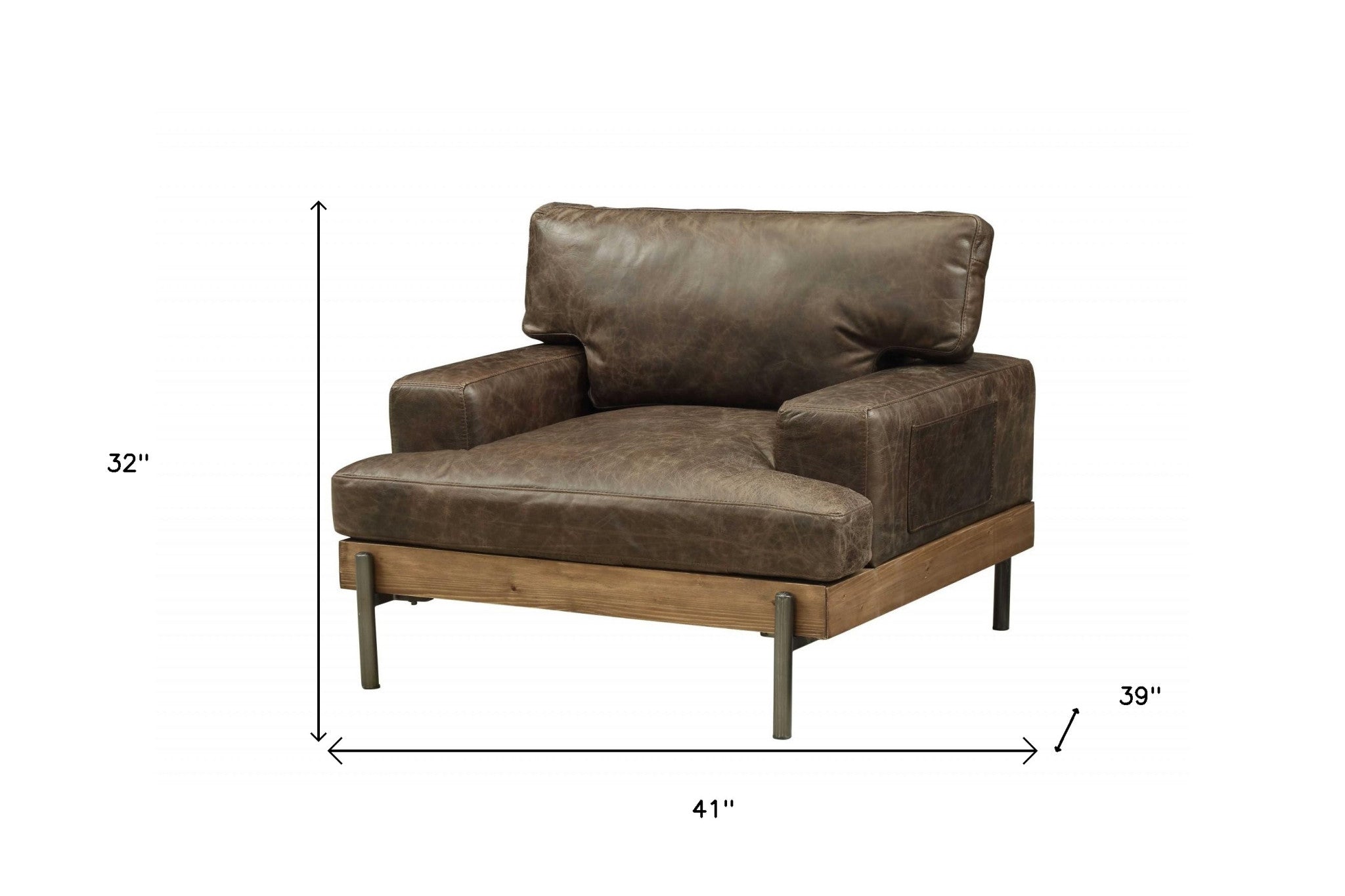 Distressed Chocolate Brown High Grade Leather Chair