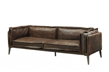 Distressed Chocolate Top Grain Leather Sofa 94
