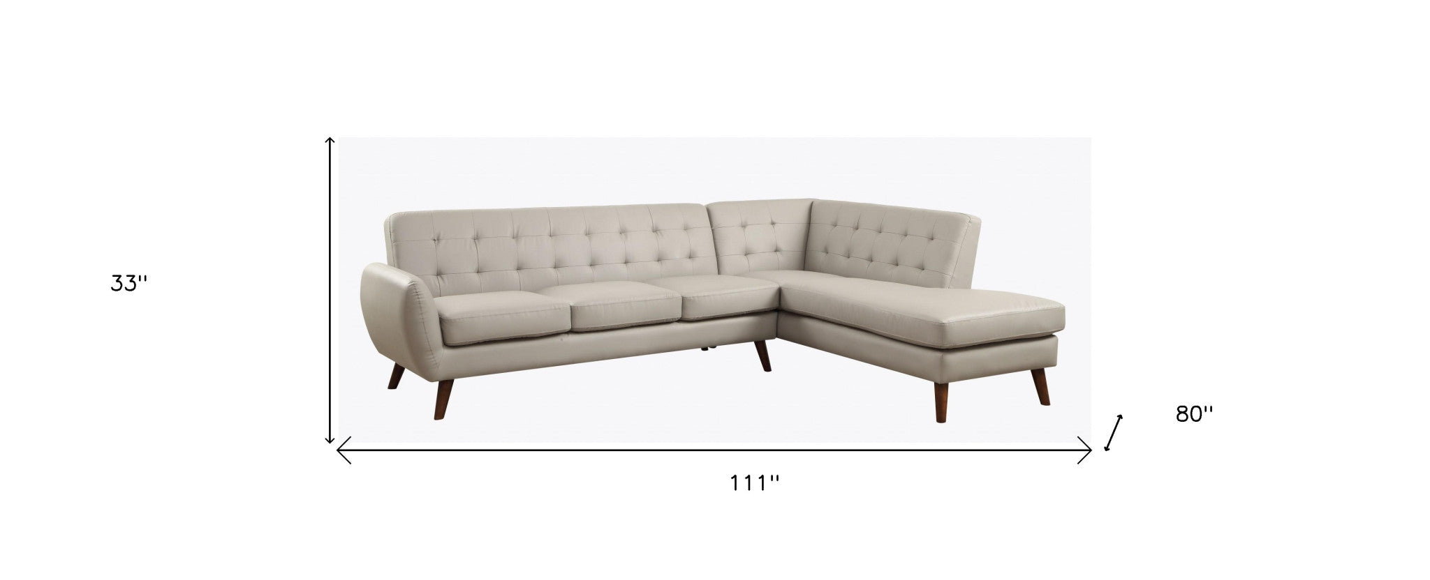 111" X 80" X 33" Gray Pu Sectional Sofa