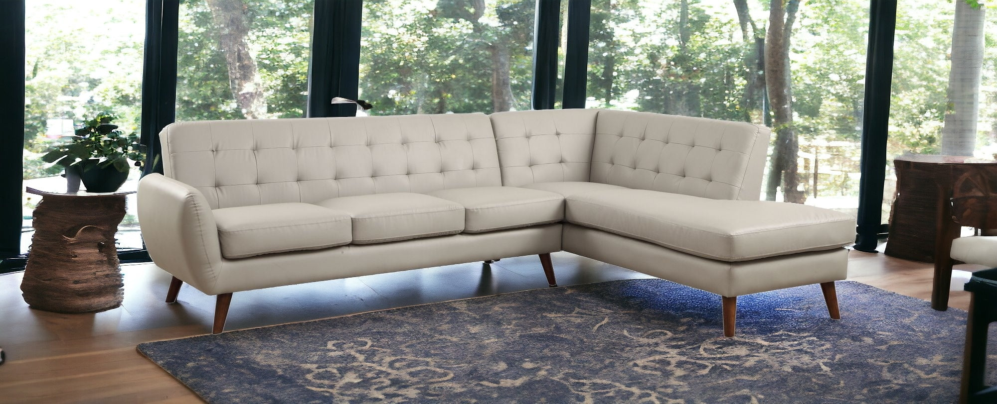 111" X 80" X 33" Gray Pu Sectional Sofa