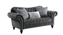 Dark Gray Velvet Loveseat W3 Pillows - 79