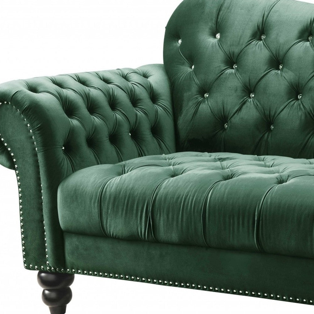 76" X 37" X 39" Green Velvet Loveseat