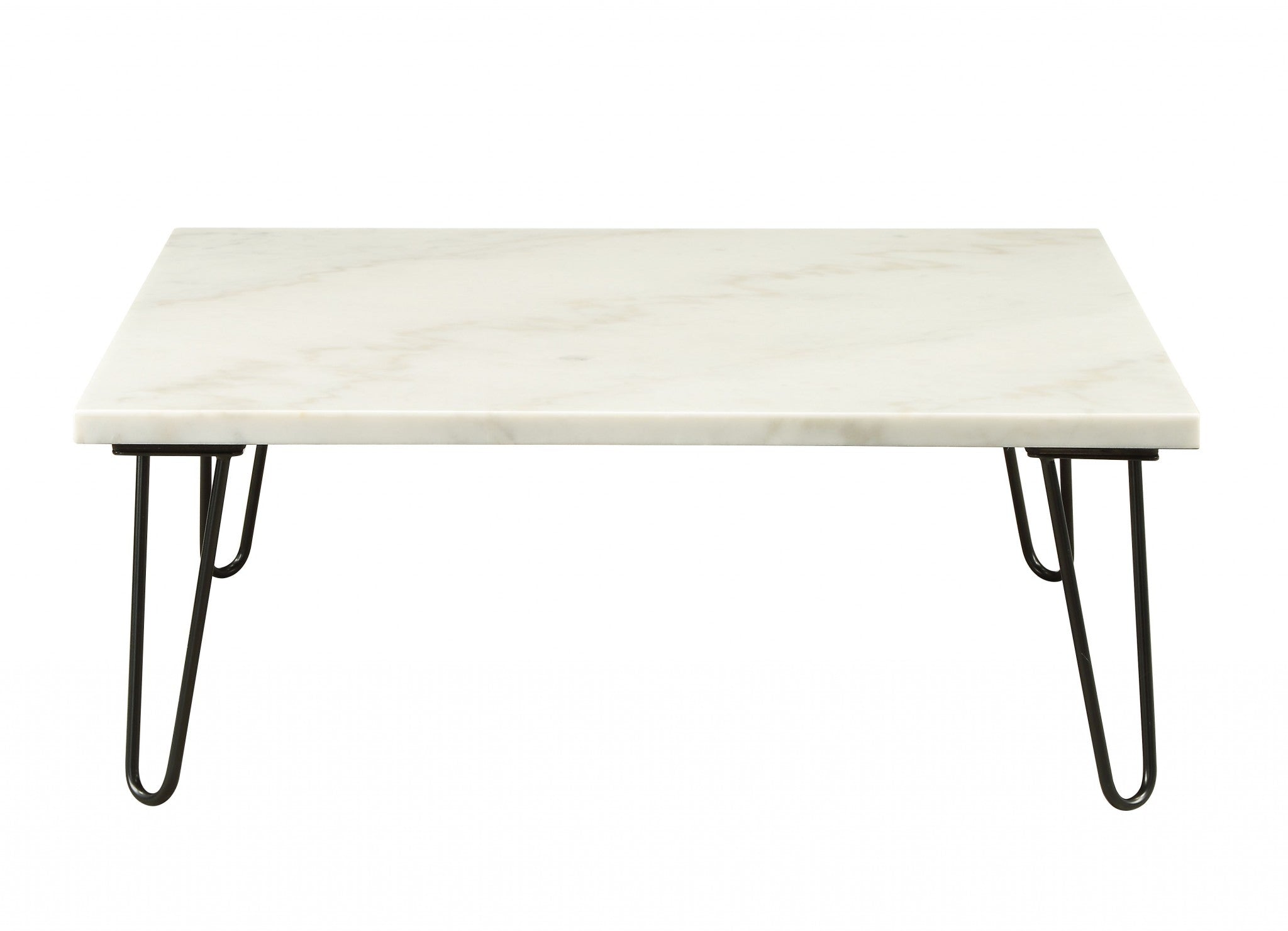 Real Marble And Black Coffee Table - 40" x 40" x 15"