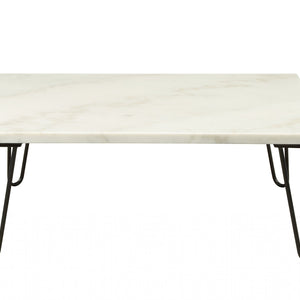 Real Marble And Black Coffee Table - 40" x 40" x 15"