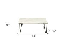 Real Marble And Black Coffee Table - 40