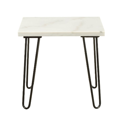White Marble And Gold Geometric End Table