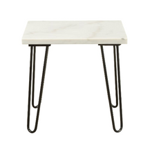 White Marble And Gold Geometric End Table