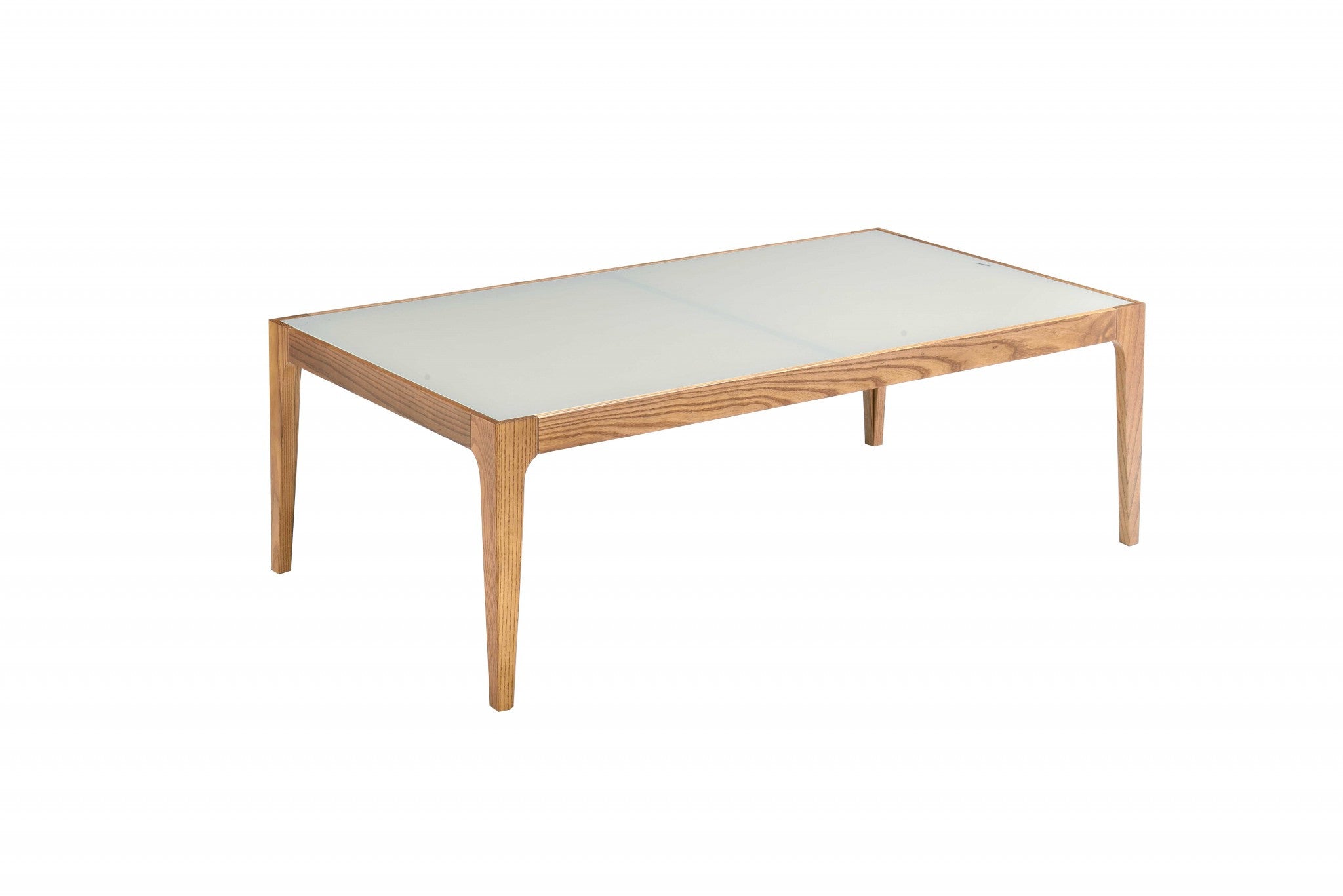 43" X 24" X 15" Natural And Frost Glass Coffee Table
