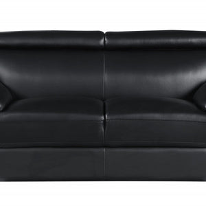 32" To 38" Captivating Black Leather Loveseat