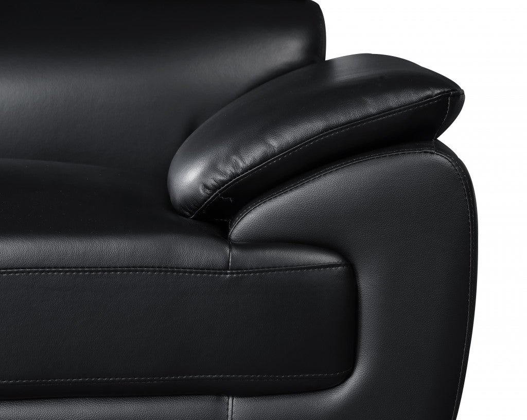32" To 38" Captivating Black Leather Loveseat
