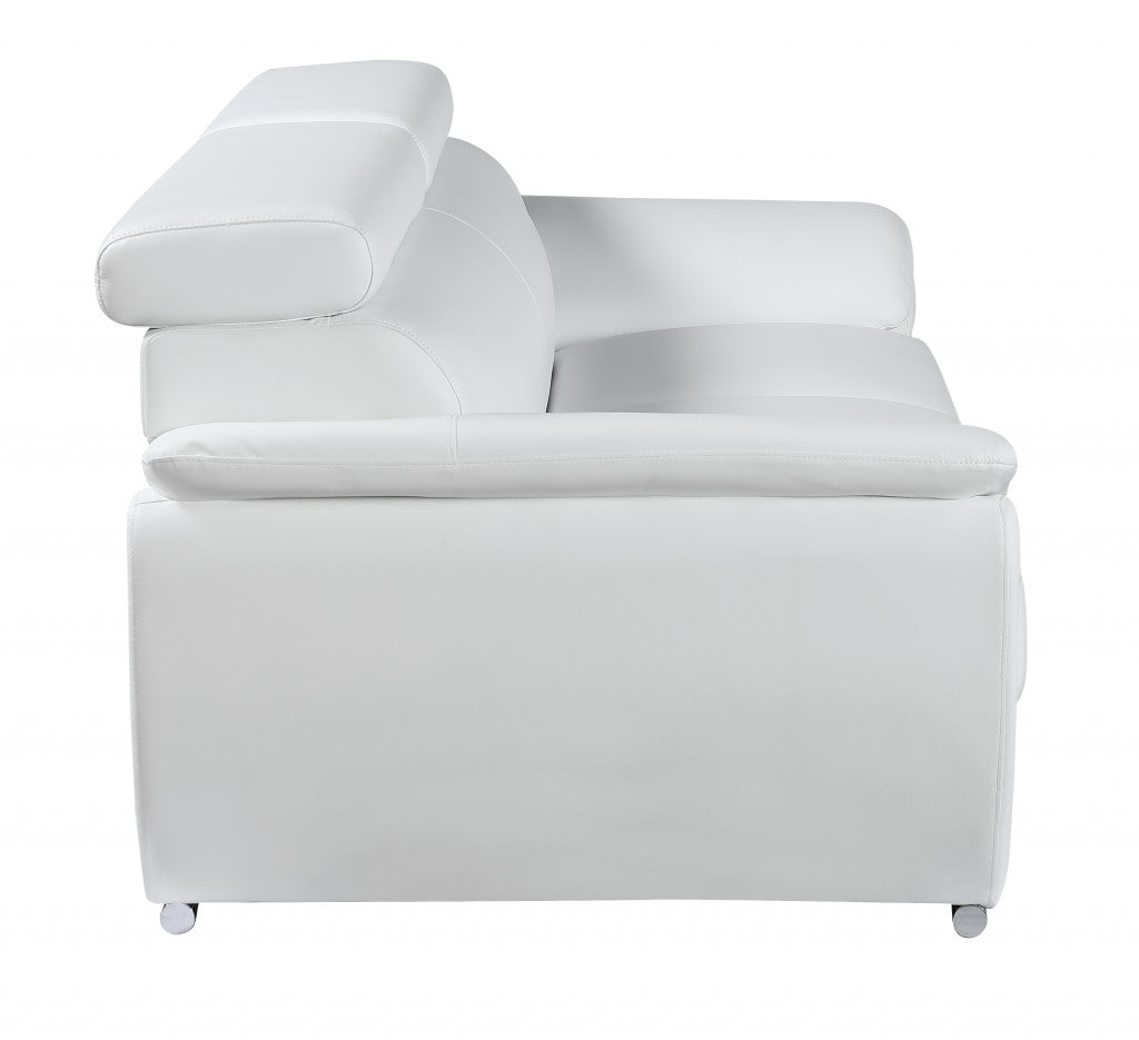 Captivating White Leather Loveseat 32" To 38"
