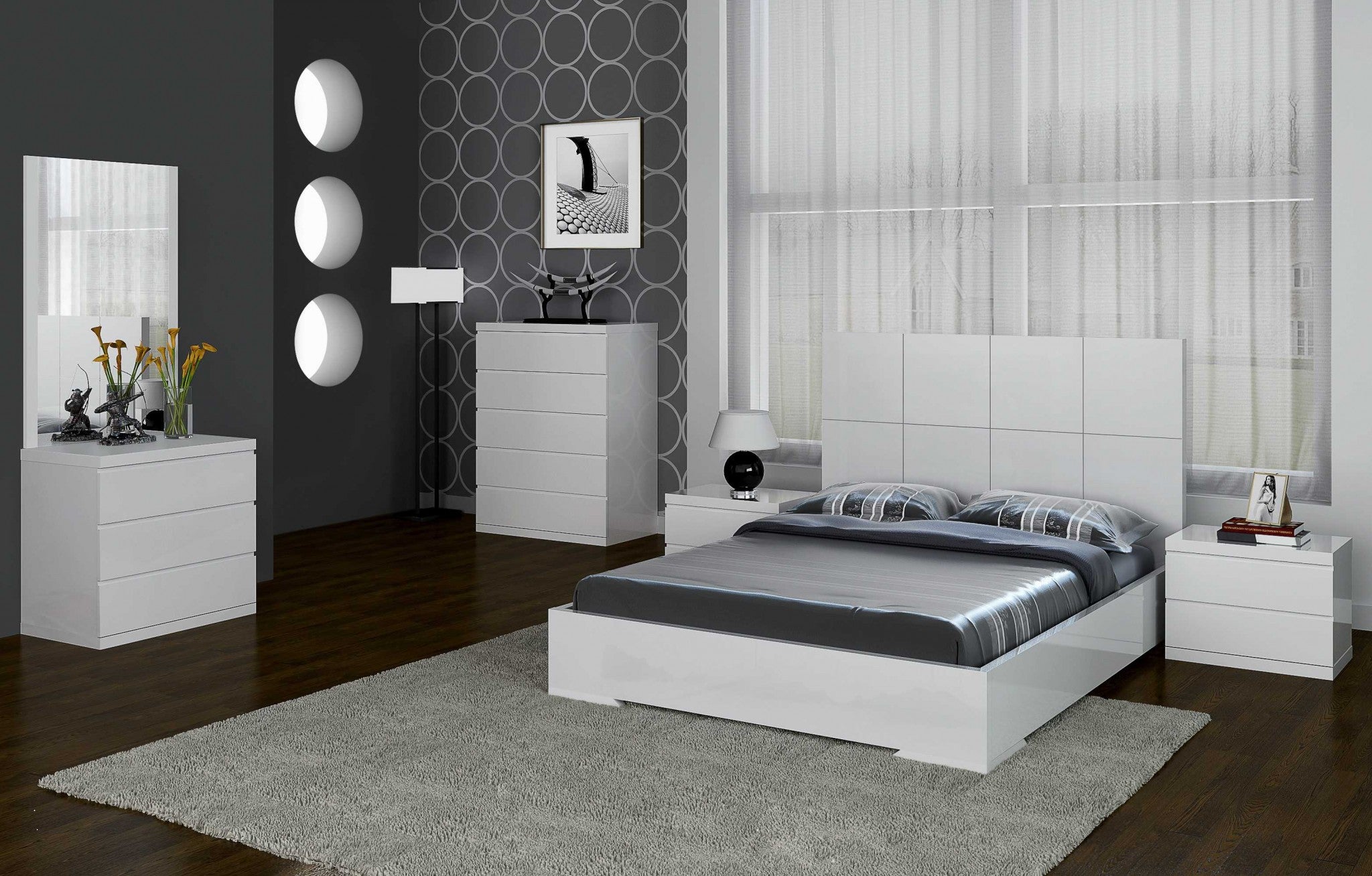 81 X 85 X 48 White Stainless Steel King Bed