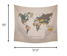 Adventure Awaits World Map Wall Hanging Tapestry
