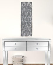 Distressed Gray Metal Embossed Wood Wall Decor