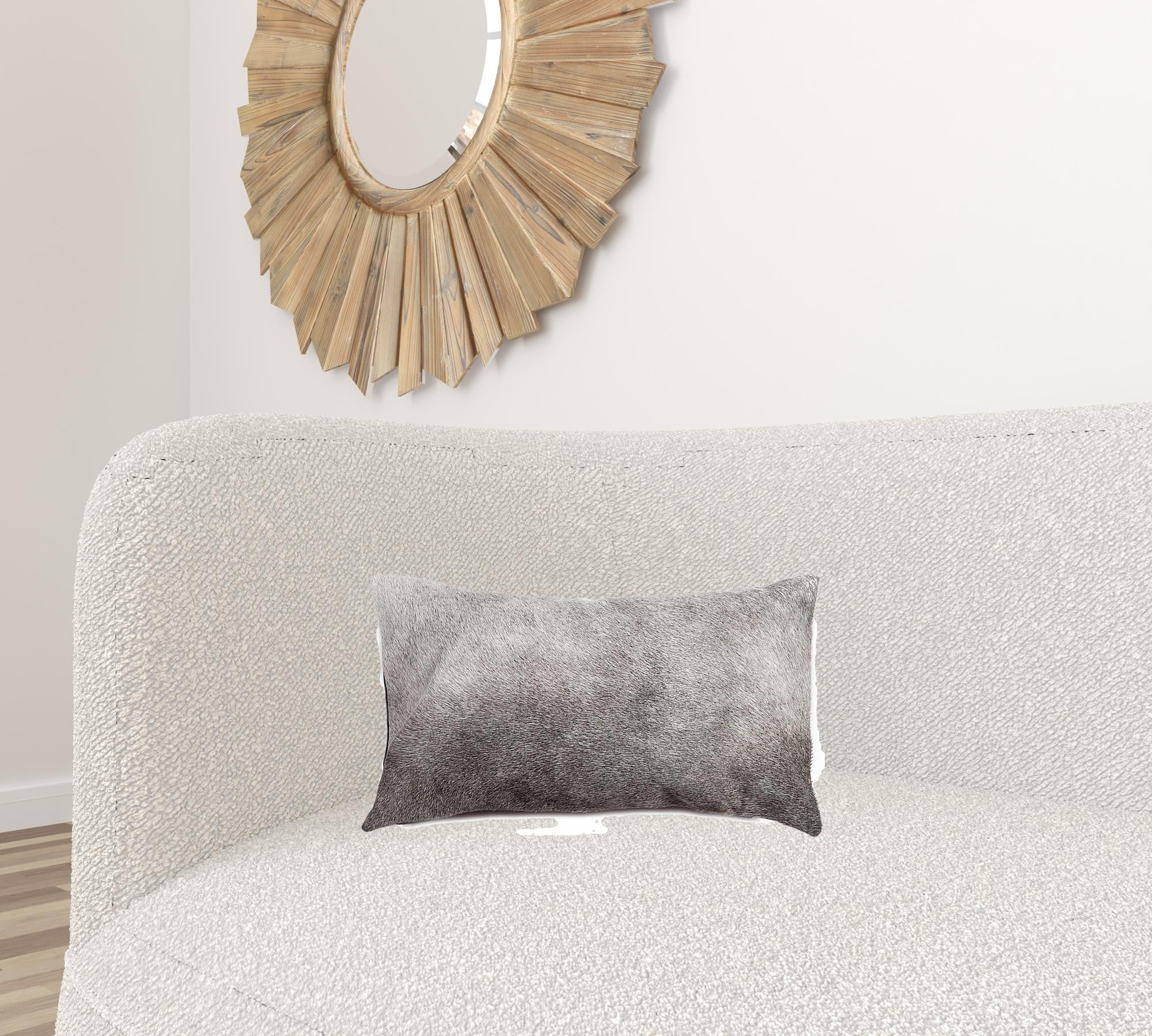 12" X 20" X 5" Grey Torino Kobe Cowhide  Pillow