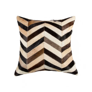18" X 18" X 5" Stunning Tricolor Chevron Torino Kobe Cowhide  Pillow