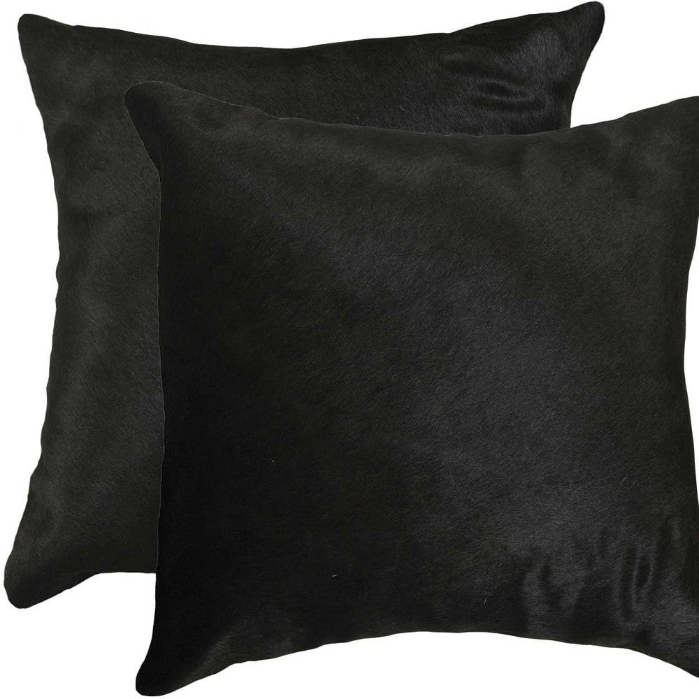 18" X 18" X 5" Black Torino Cowhide  Pillow 2 Pack