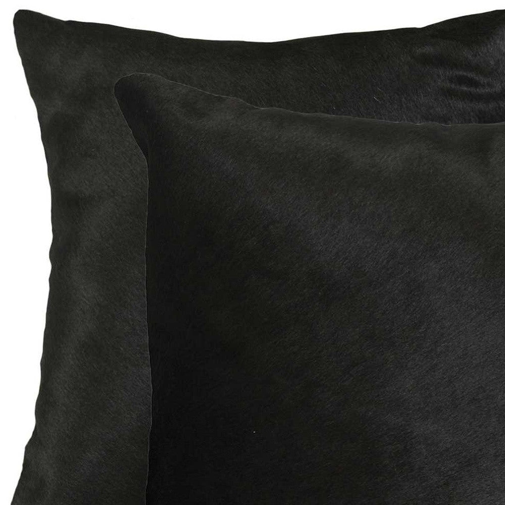 18" X 18" X 5" Black Torino Cowhide  Pillow 2 Pack