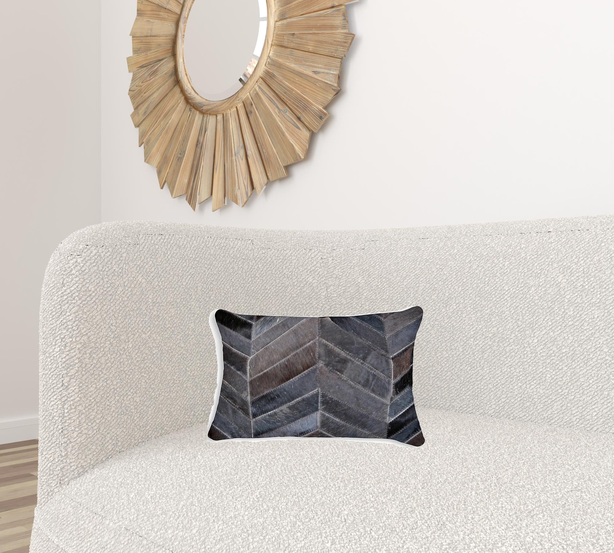 12" X 20" X 5" Impressive Natural And Gold Torino Kobe Cowhide  Pillow
