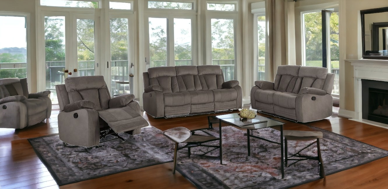 Modern Brow Fabric Sofa Set 120"