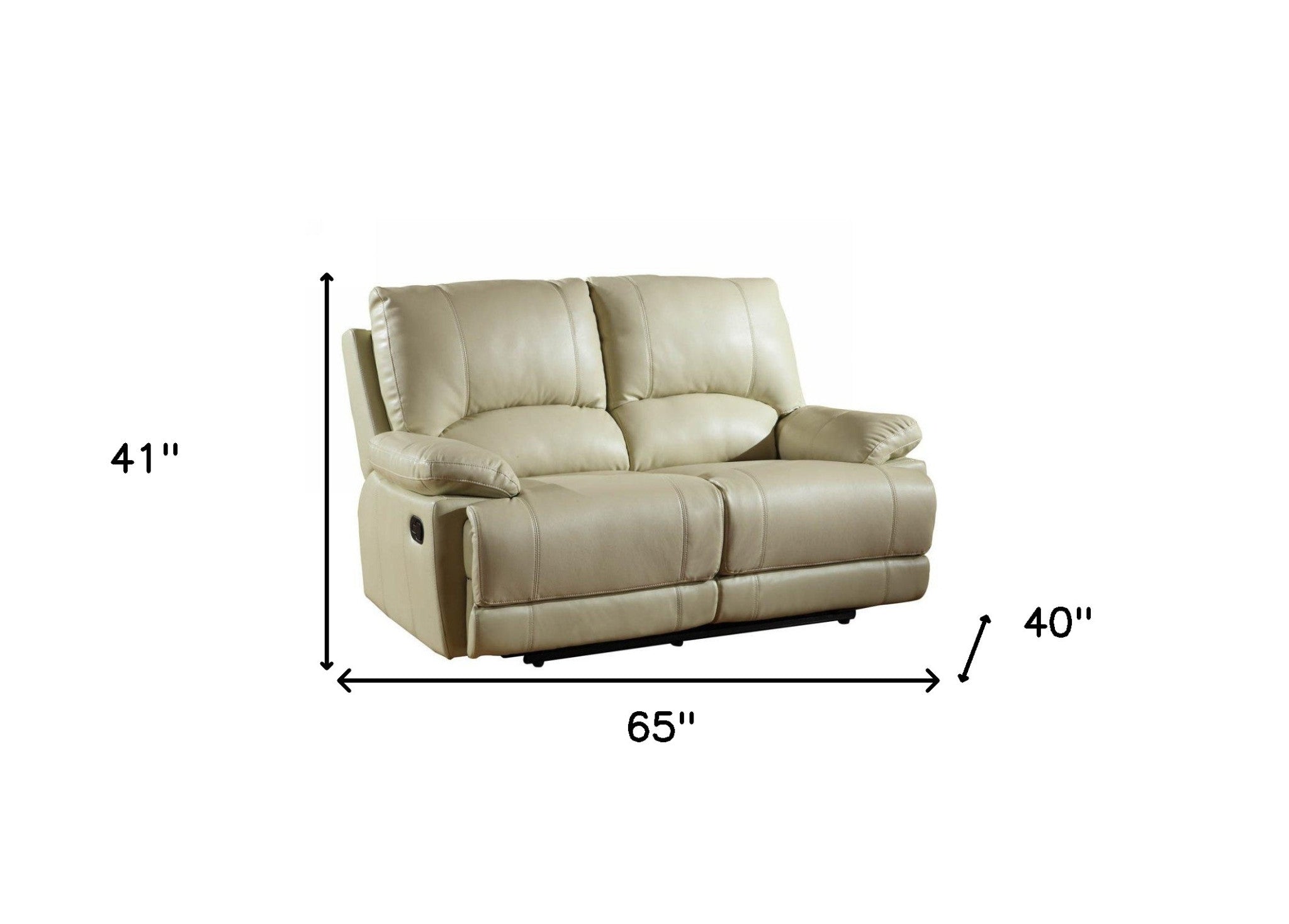 Stylish Beige Leather Loveseat 41"
