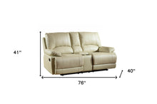 Stylish Beige Leather Loveseat 41
