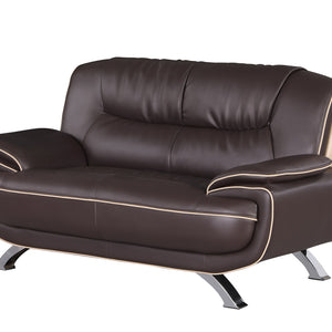 40" Sleek Brown Leather Loveseat