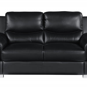 37" Chic Black Leather Loveseat