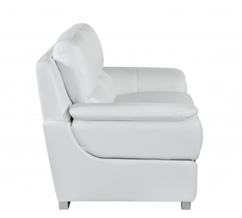Chic White Leather Loveseat 69"