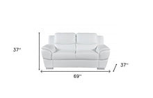 Chic White Leather Loveseat 69