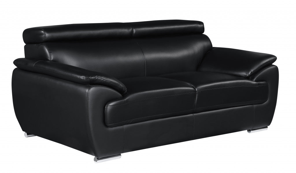 32" To 38" Captivating Black Leather Loveseat