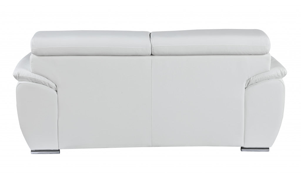 Captivating White Leather Loveseat 32" To 38"