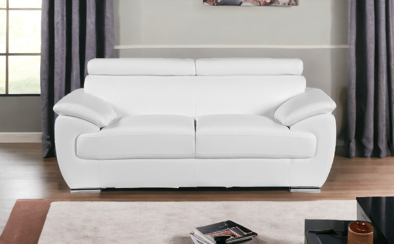 Captivating White Leather Loveseat 32" To 38"