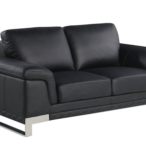 32" Lovely Black Leather Loveseat