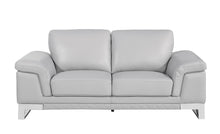 Lovely Light Grey Leather Loveseat 32