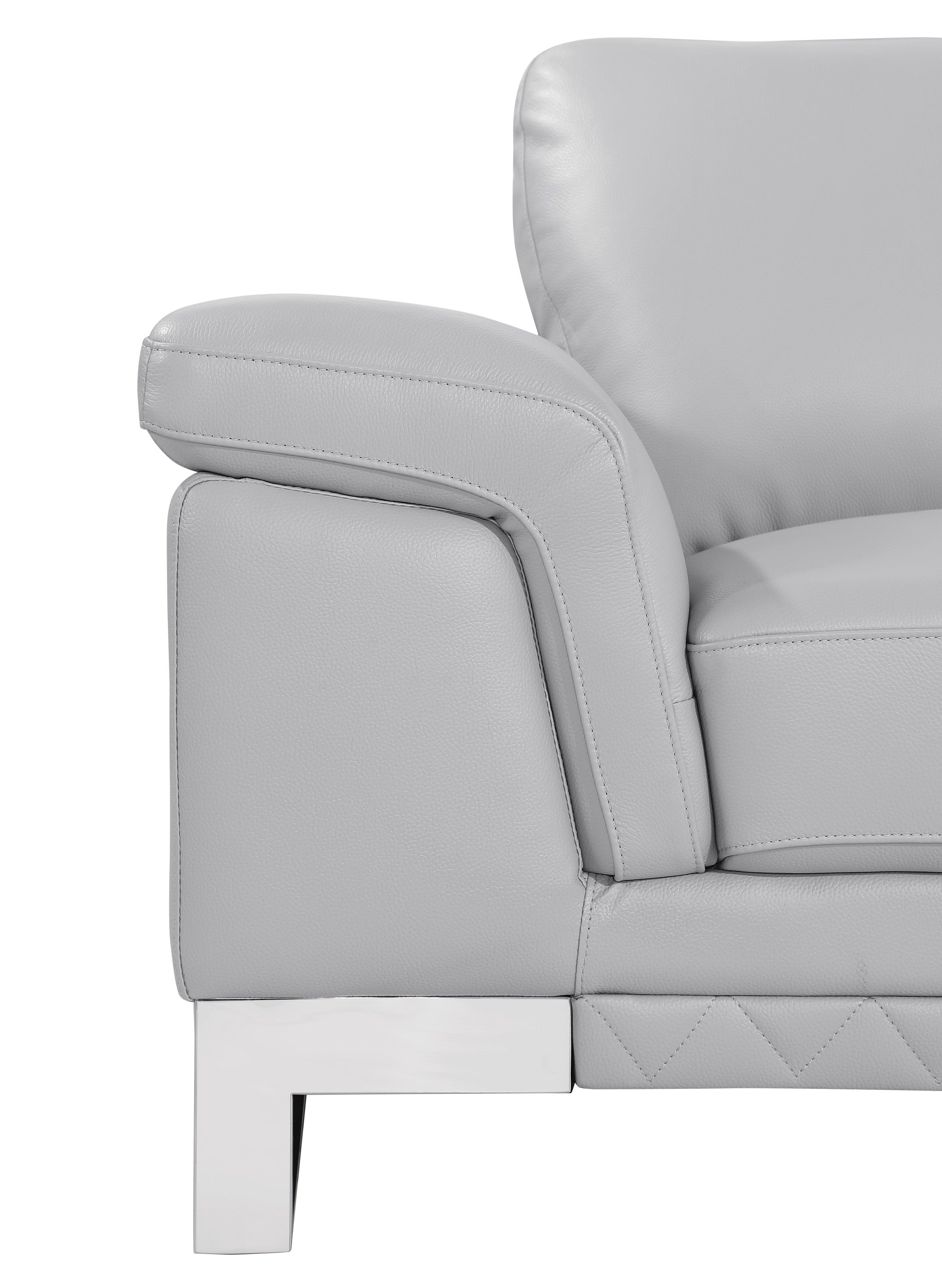 Lovely Light Grey Leather Loveseat 32"