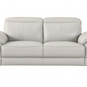 Tasteful Light Grey Genuine Italian Leather Loveseat